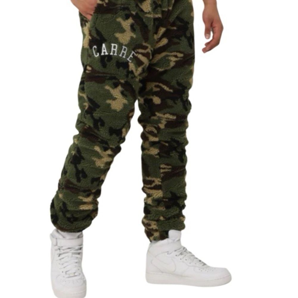 CARRE C Class Polar Fleece Track Pants Green Camo Embroidered Logo NEW